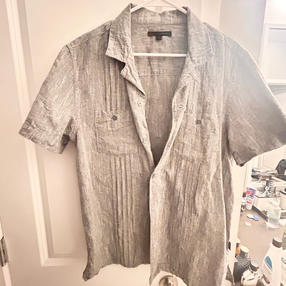 John Varvatos Casual Gray Button Down Shirt Medium